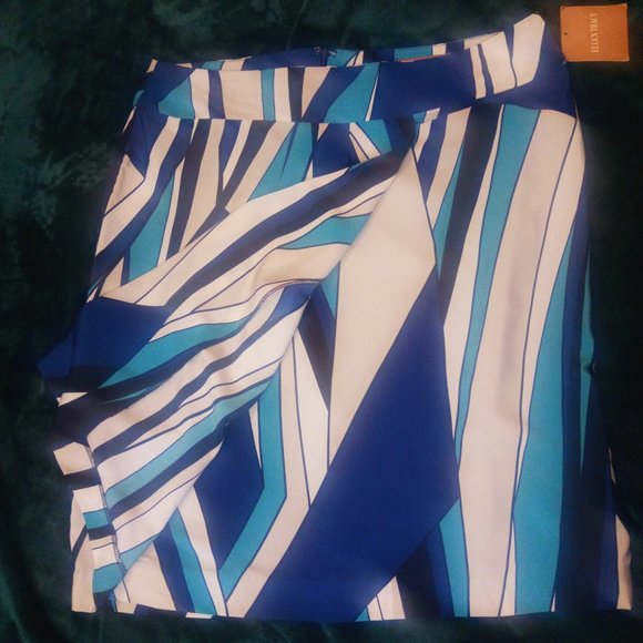NWT Ellen Tracy Geometric Print Faux Wrap Mulitcolored Skirt Sz 12 - Picture 3 of 11